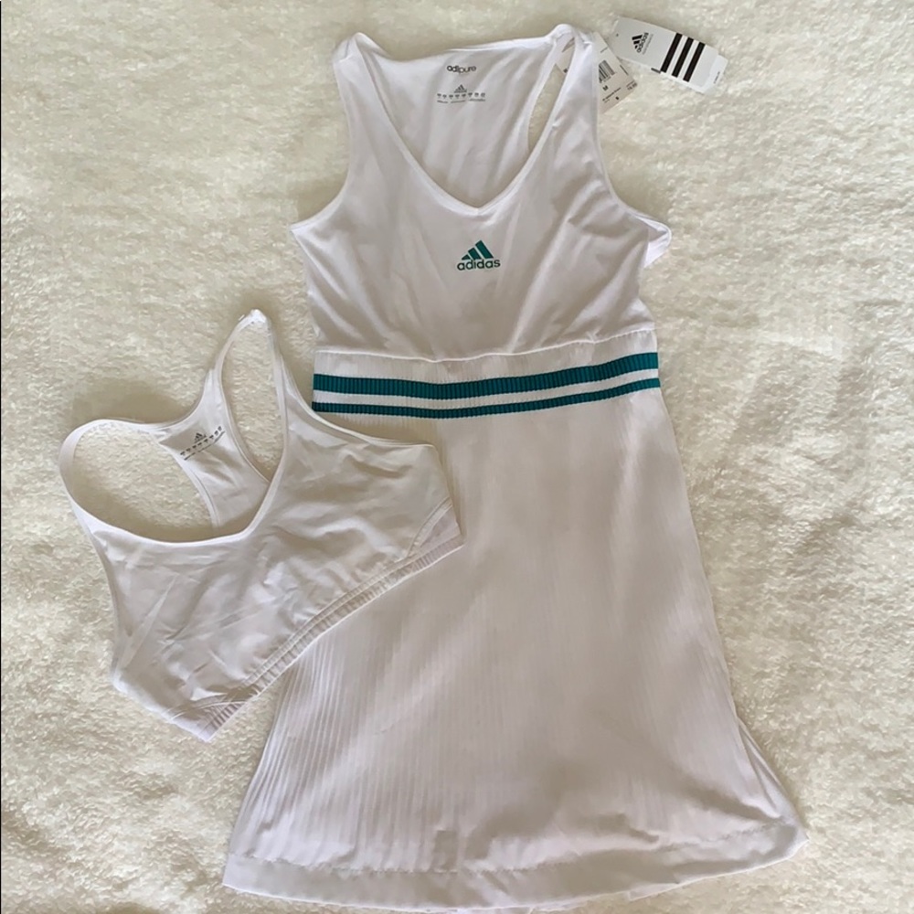 Adidas W Adipure Dress - White/Teal Accent -Size M